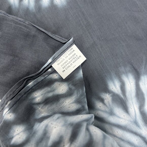 NWT Matr Boomie Blue Grey Dotted Tie Dyed Wavey Tasseled Scarf India Handmade - Picture 9 of 9